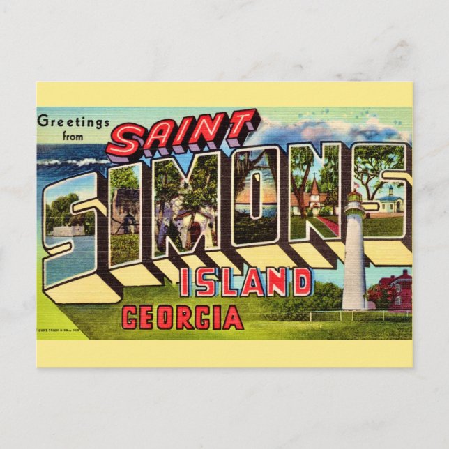 Retro St Simons Island  Postcard (Front)