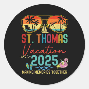 Retro St. Thomas Vacation 2025 Memories Matching G Classic Round Sticker