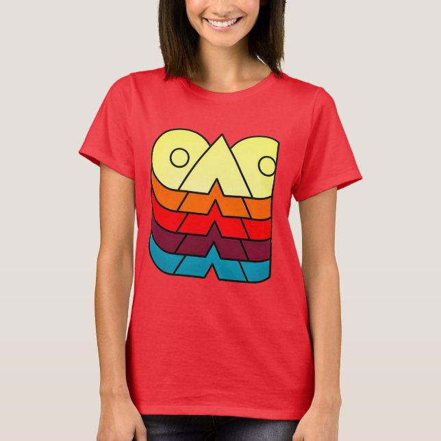 Retro Stacked Geometry Tee – Bold Colour Layers (Front)