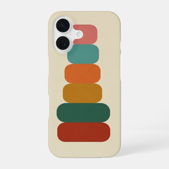 Retro Stacked Rounded Shapes iPhone 16 Case (Back)