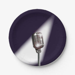 Retro Stage Microphone Paper Plate