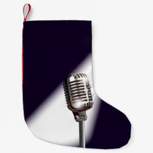Retro Stage Microphone Small Christmas Stocking