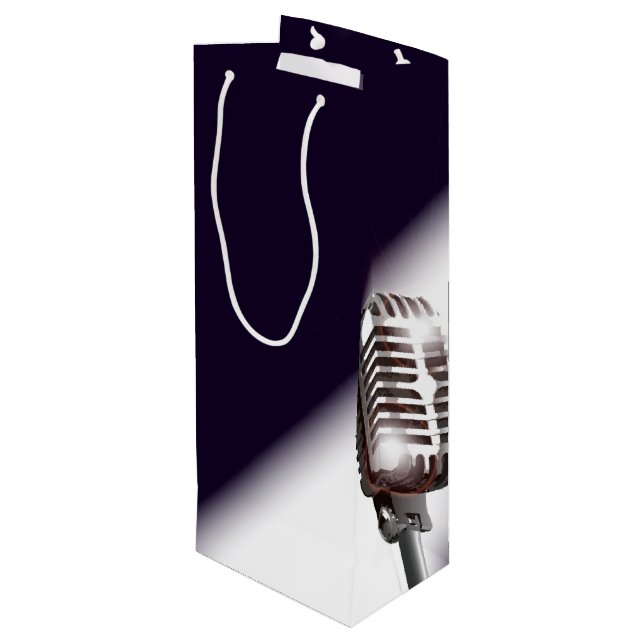 Retro Stage Microphone Wine Gift Bag (Back Angled)