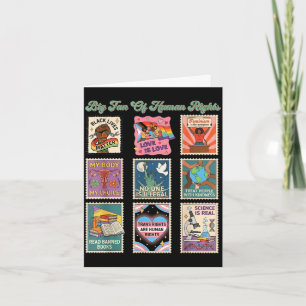 Retro stamp big fan of human rights funny quoteRet Card