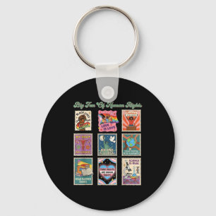 Retro stamp big fan of human rights funny quoteRet Keychain