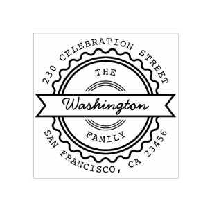 Retro Stamp Custom Family Name & Return Address