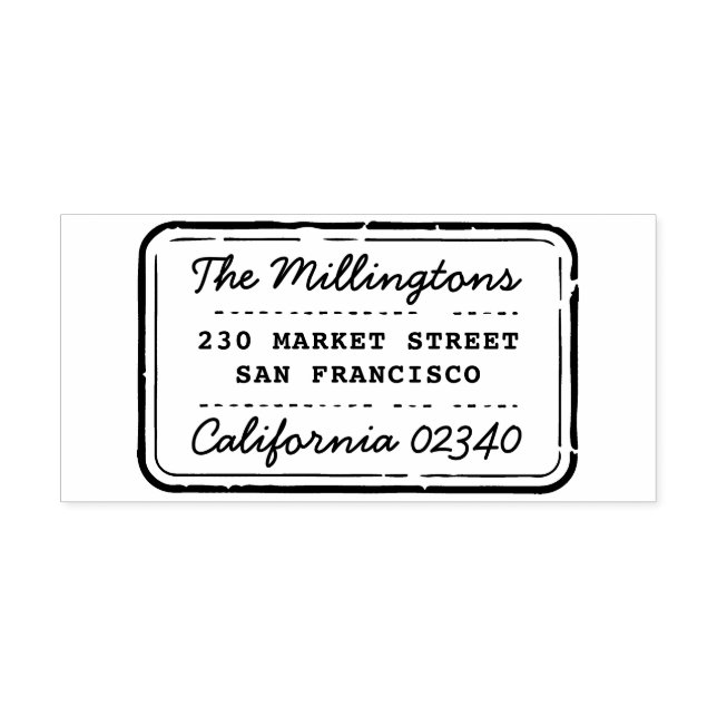 Retro Stamp Family Name Script & Return Address (Imprint)