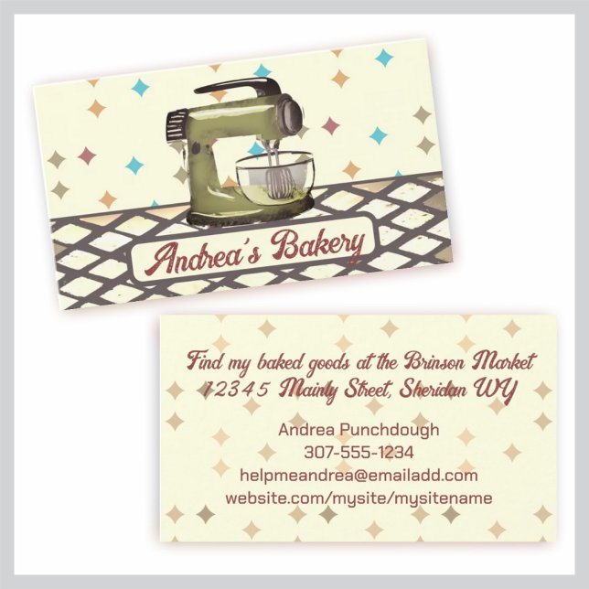 retro stand mixer baking bakery pastry chef business card (Creator Uploaded)