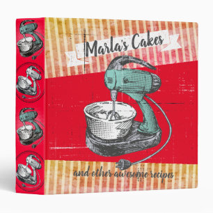 Retro stand mixer personalized cookbook recipe binder