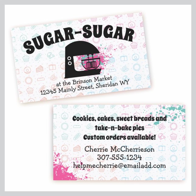 Retro stand mixer sweets baking bakery pastry chef business card (Creator Uploaded)