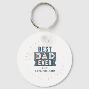 Retro Starburst Best Dad Ever Fatherhood Design Keychain