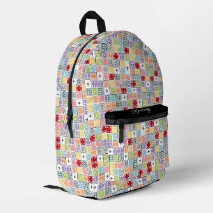 Retro Starburst Dominoes Printed Backpack