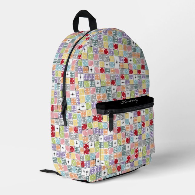 Retro Starburst Dominoes Printed Backpack (Back Corner Left)