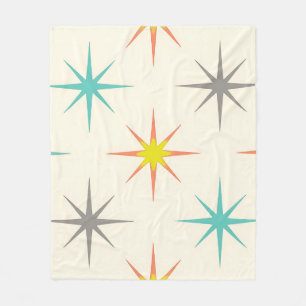 Retro Starburst Mid-Century Pattern Fleece Blanket