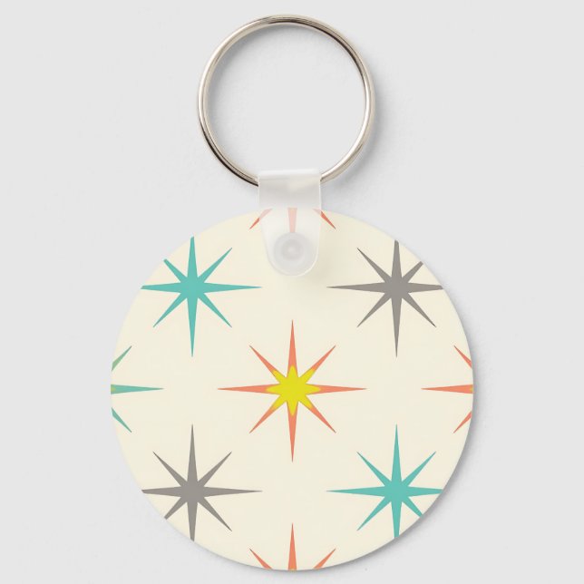 Retro Starburst Mid-Century Pattern Keychain (Front)