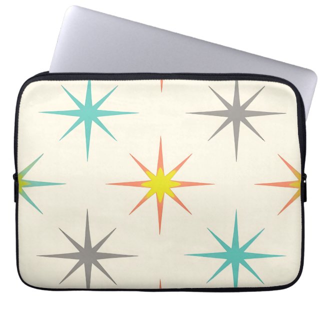 Retro Starburst Mid-Century Pattern Laptop Sleeve (Front)