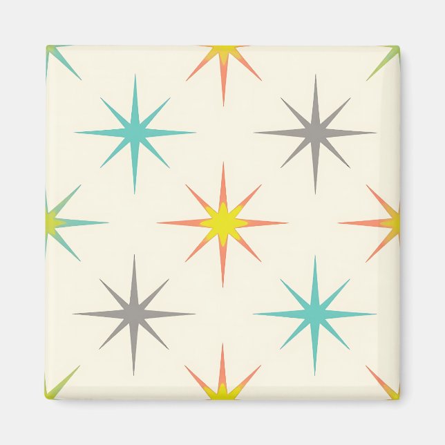 Retro Starburst Mid-Century Pattern Magnet (Front)