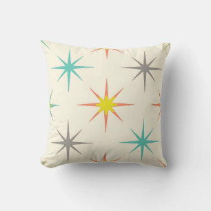 Retro Starburst Mid-Century Pattern Throw Pillow