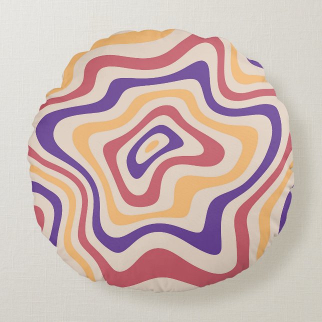 Retro Starburst Psychedelic Background Round Pillow (Front)