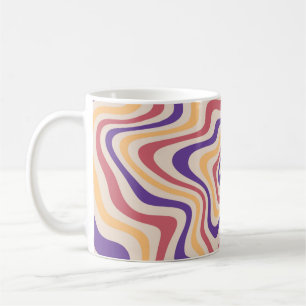 Retro starburst sunburst background pattern. 1960s coffee mug