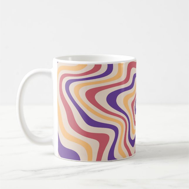 Retro starburst sunburst background pattern. 1960s coffee mug (Left)
