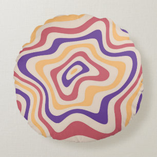 Retro starburst sunburst background pattern. 1960s round pillow