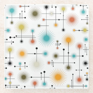 Retro Starbursts A Go-Go! Glass Coaster