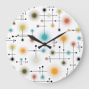 Retro Starbursts A Go-Go! Large Clock