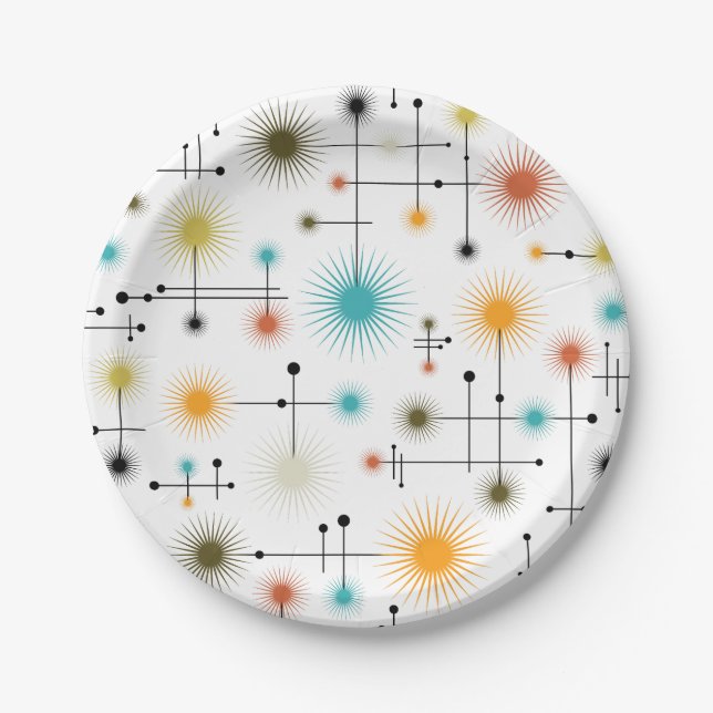 Retro Starbursts A Go-Go! Paper Plate (Front)