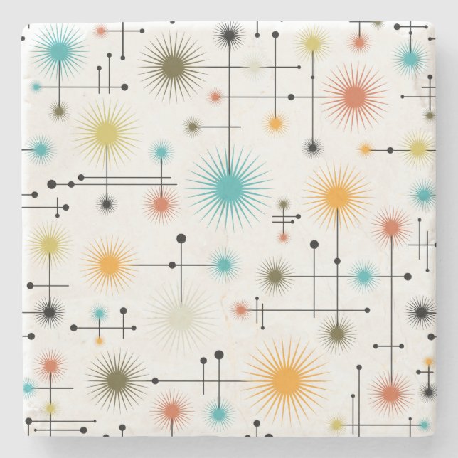 Retro Starbursts A Go-Go! Stone Coaster (Front)