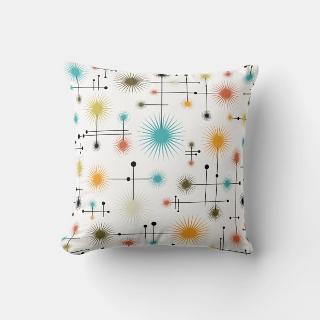 Retro Starbursts A Go-Go! Throw Pillow (Front)