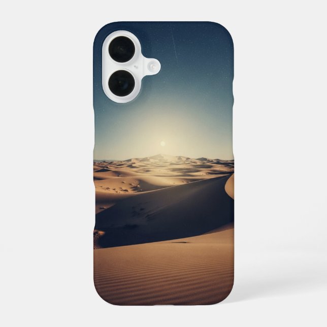 Retro Starry Desert Landscape iPhone 16 Case (Back)