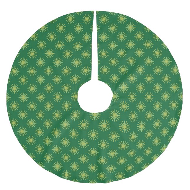 Retro Stars Green Christmas Brushed Polyester Tree Skirt (Front)