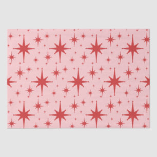 Retro Stars Mid Century Modern Atomic Pink & Red Tissue Paper