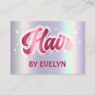 Retro stars script faux foil hair stylist business card
