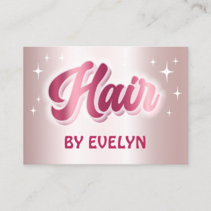 Retro stars script faux rose gold foil hair business card