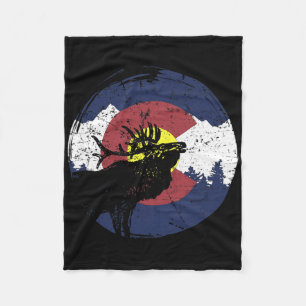 Retro State Flag Colorado Rocky Mountains Skiing A Fleece Blanket