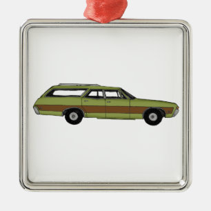 retro station wagon metal ornament