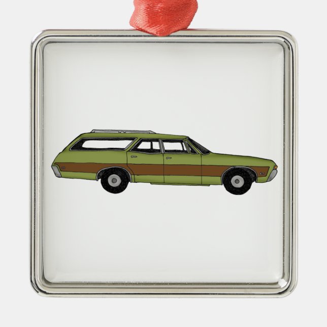 retro station wagon metal ornament (Front)