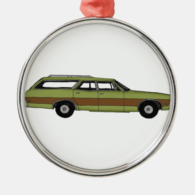 retro station wagon metal ornament (Front)