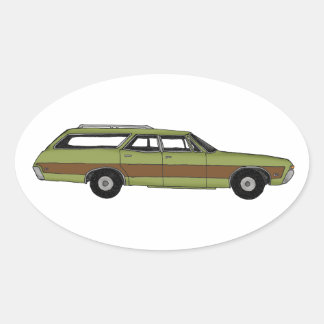 retro station wagon oval sticker