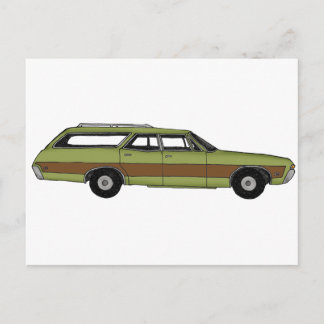 retro station wagon postcard