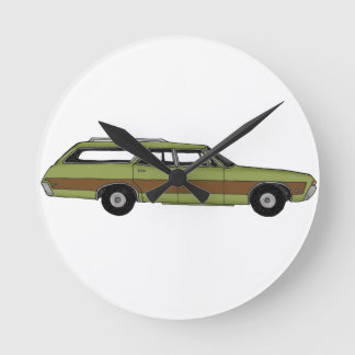retro station wagon round clock