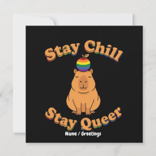 Retro Stay Chill Stay Queer Capybara Rainbow Zen Invitation