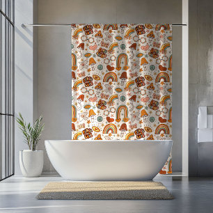 Retro Stay Groovy Peace and Love Curtain Rusty