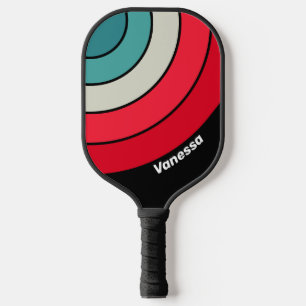 Retro Stealth Circle Stripe with Name Pickleball Paddle