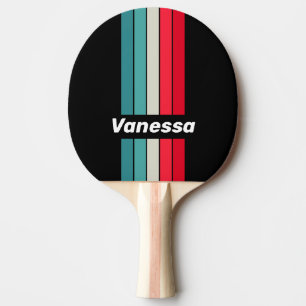 Retro Stealth Rainbow Pin Striped with Name Ping Pong Paddle