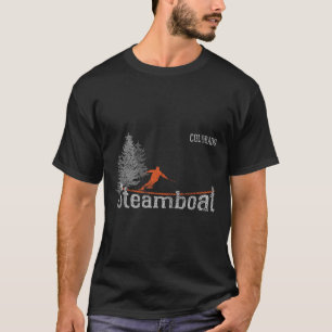 Retro Steamboat Colorado Distressed Skiing T-Shirt
