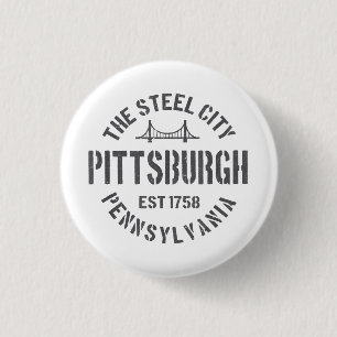 Retro Steel City Pittsburgh Pennsylvania Yinz vint 1 Inch Round Button