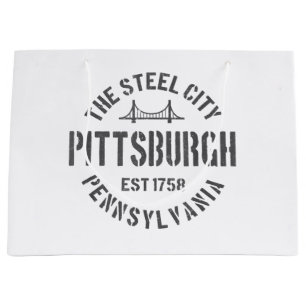 Retro Steel City Pittsburgh Pennsylvania Yinz vint Large Gift Bag